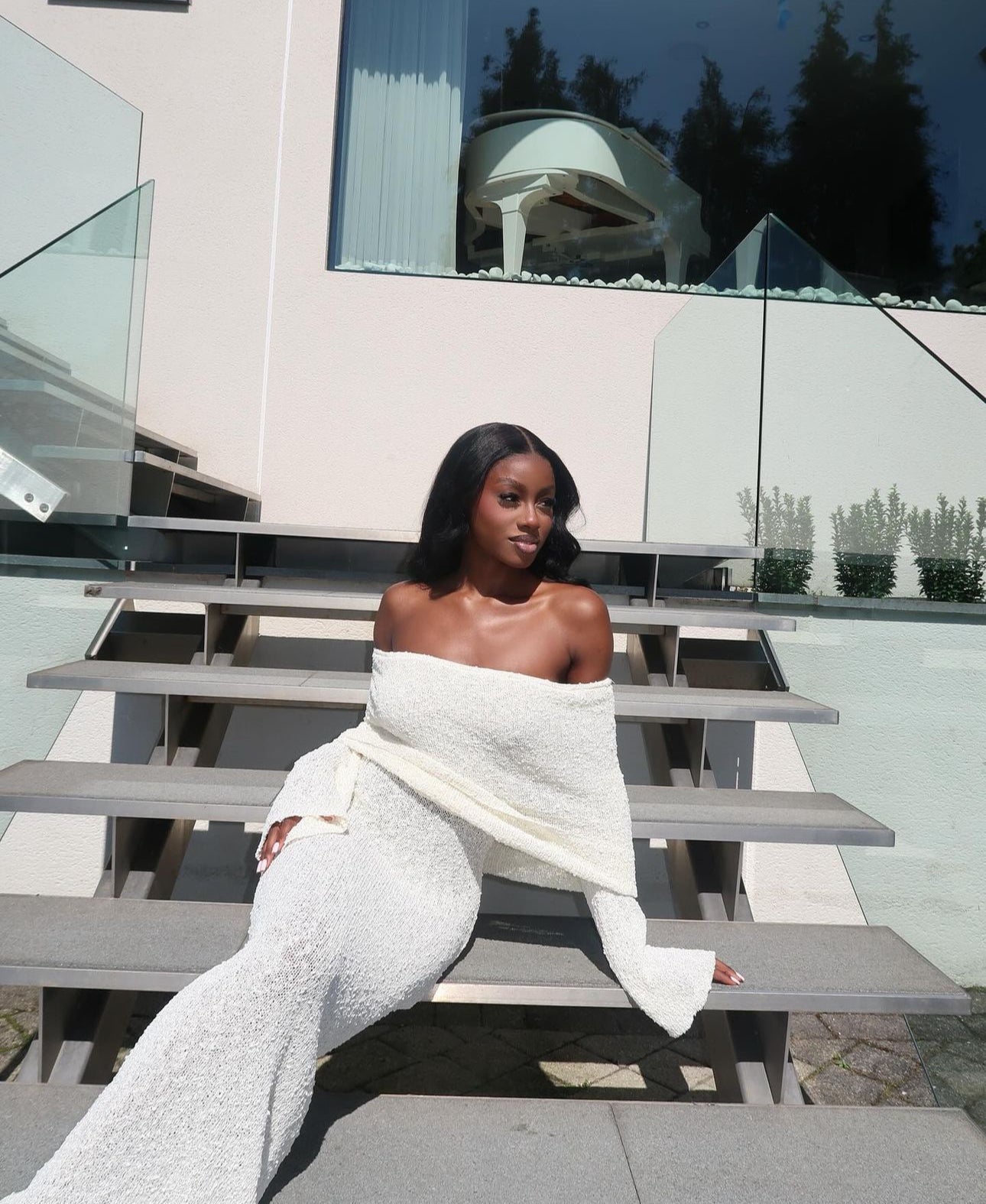 Marisol Off Shoulder Boucle Maxi Dress