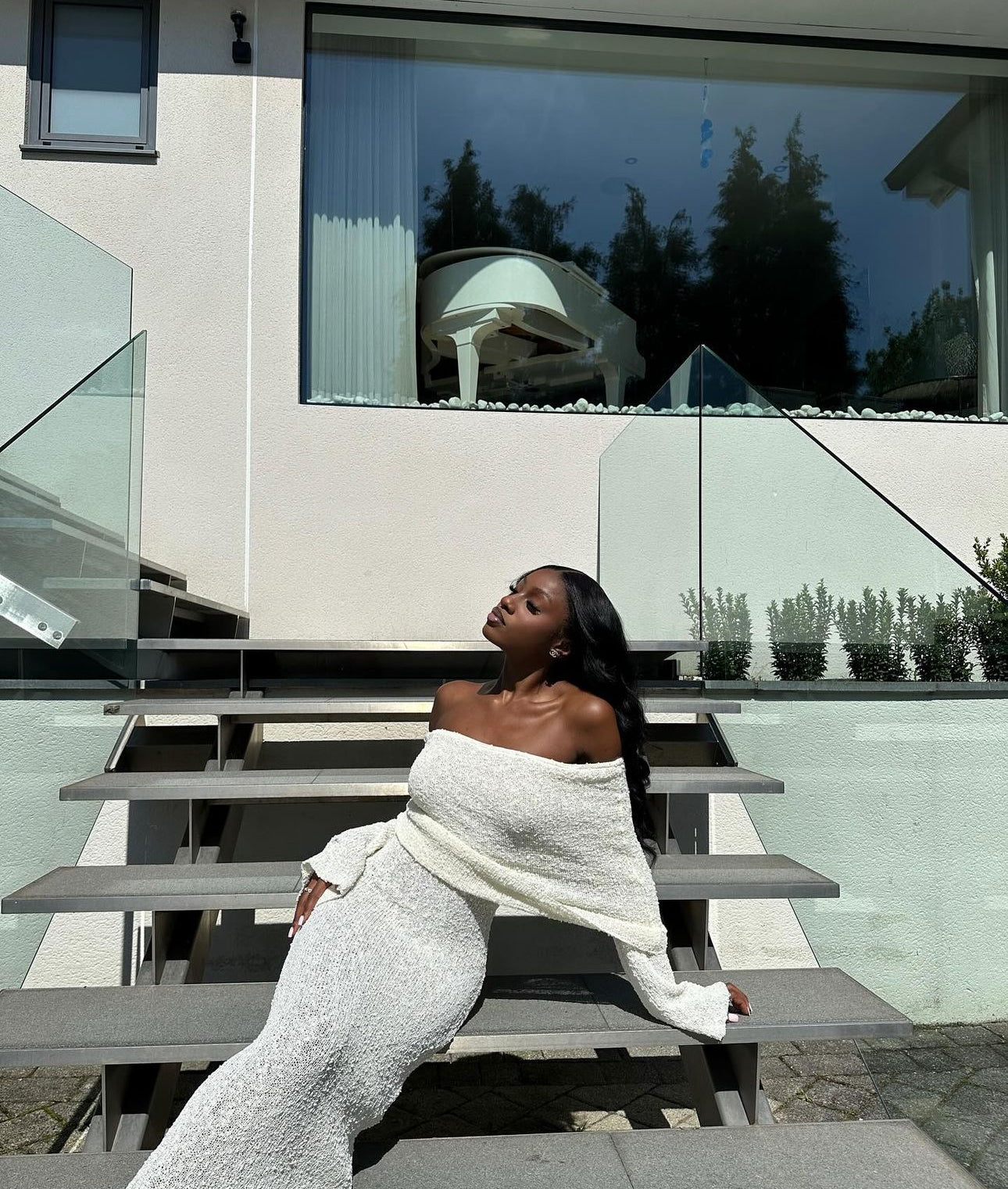 Marisol Off Shoulder Boucle Maxi Dress